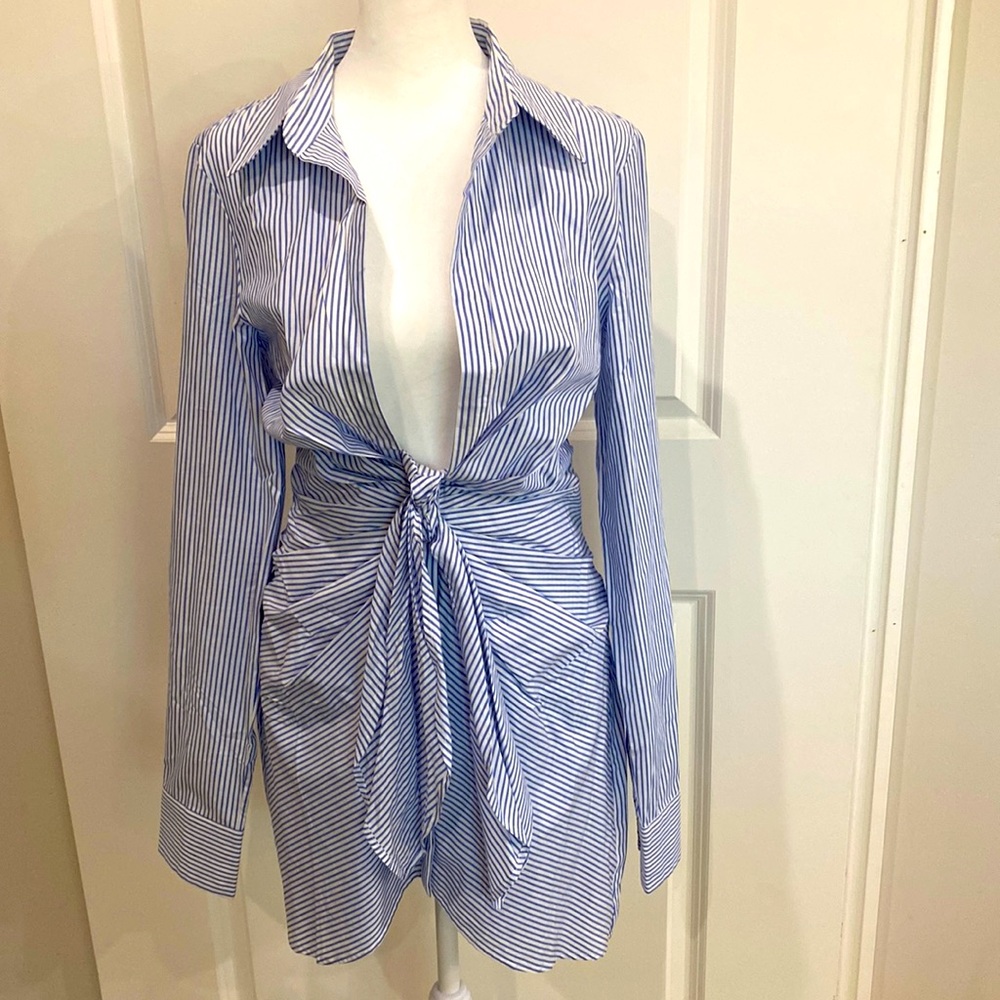 Stripe Long Sleeve Shirt Dress